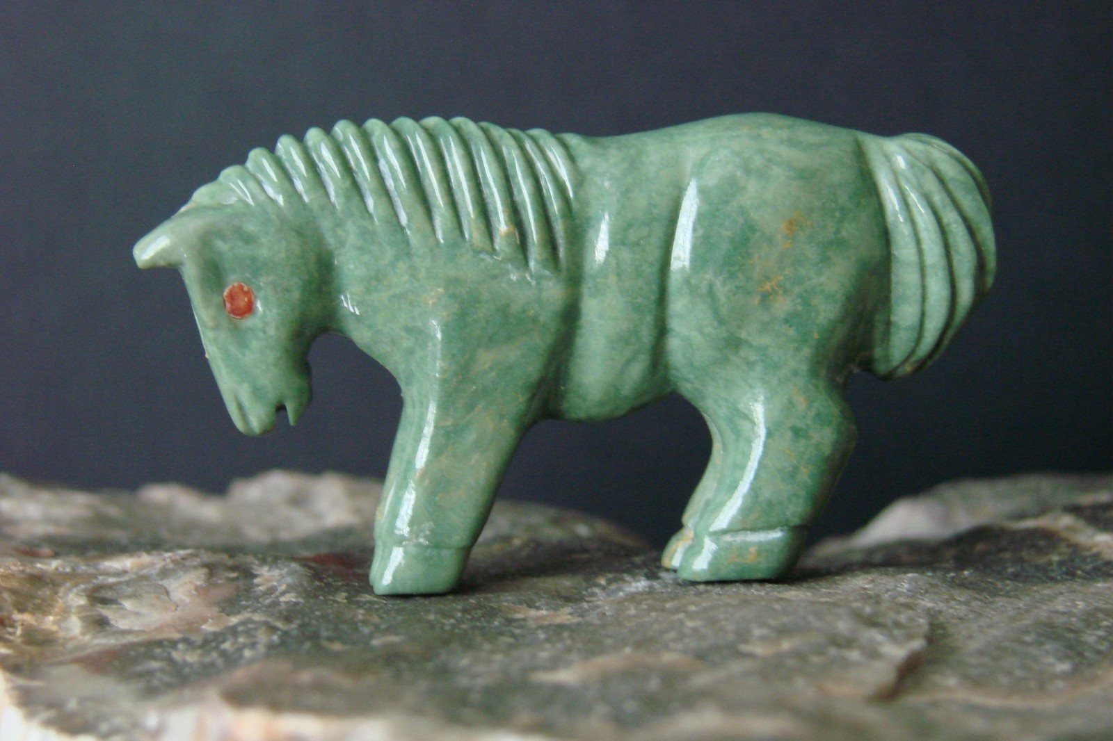 Vintage Native Zuni Turquoise Horse Fetish By Andres Quandelacy (D)