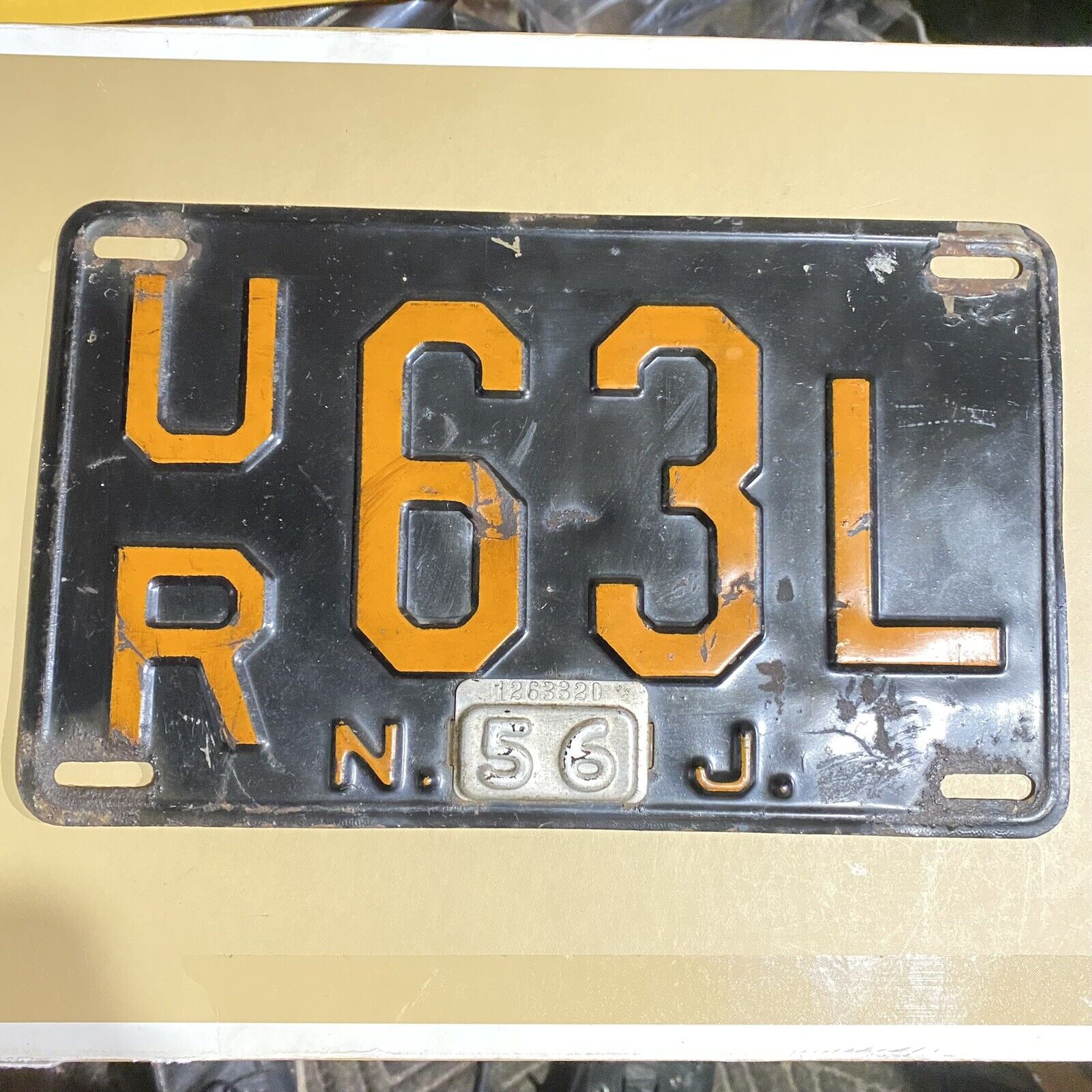 1956 New Jersey License Plate UR63L