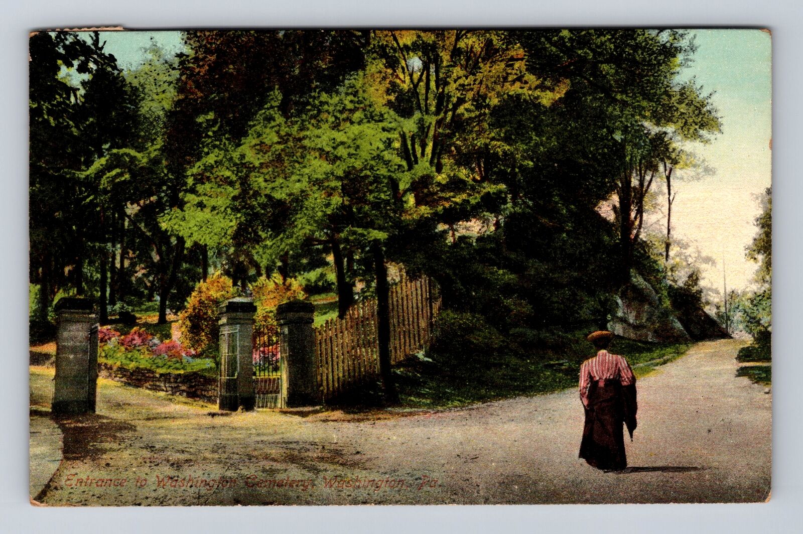 Washington PA-Pennsylvania, Entrance Washington Cemetery, Vintage c1911 Postcard