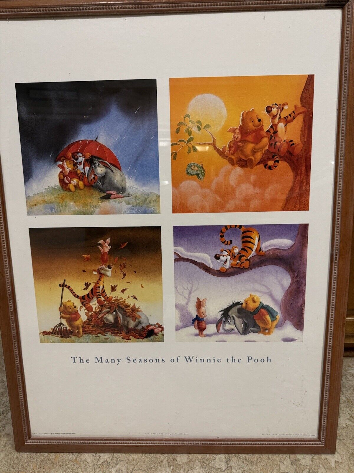 The Many Seasons Of Winnie The Pooh Picture. Picture And Frame In Good Shape 