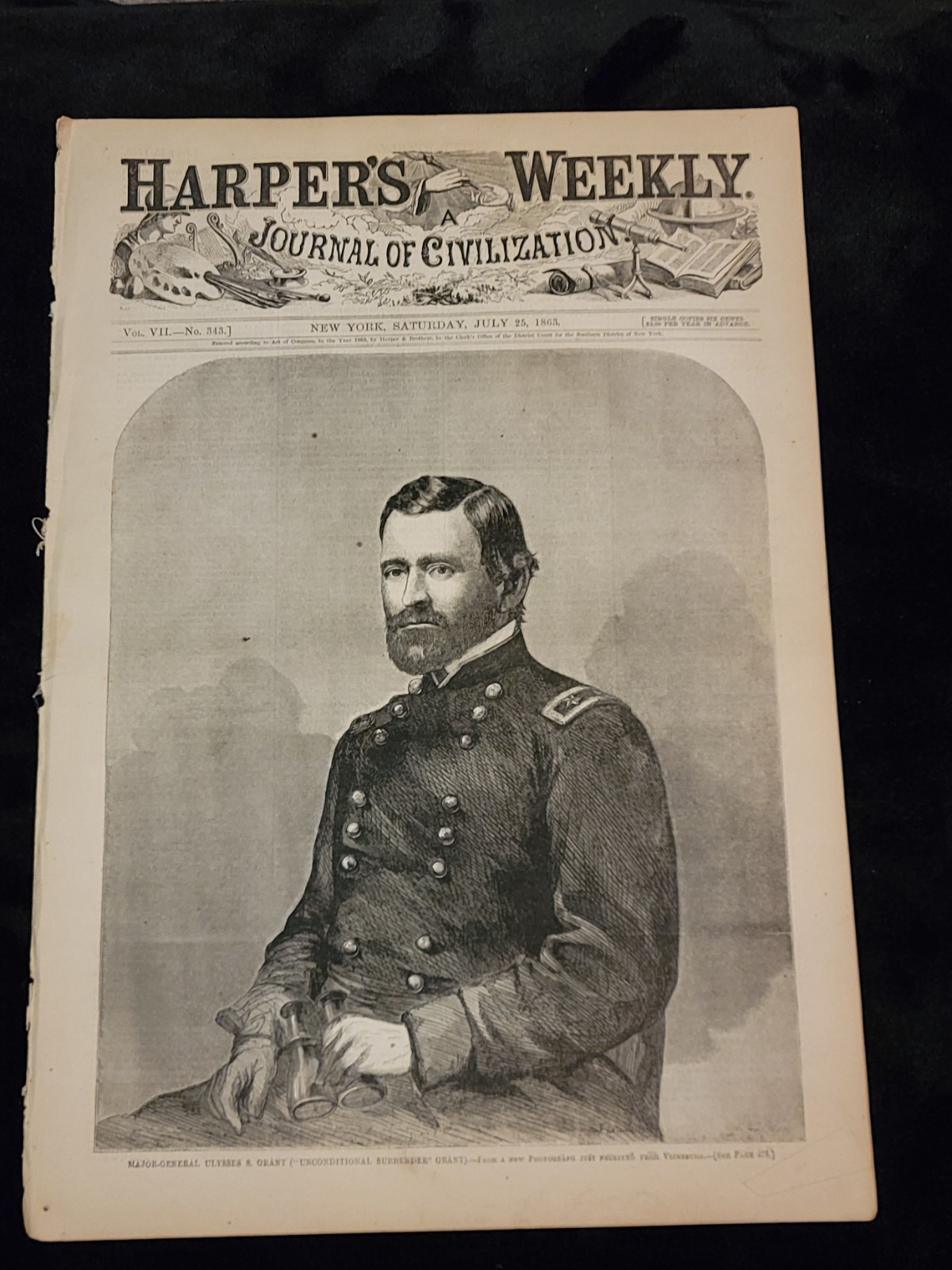 Original July 25, 1863 Harper’s Weekly- General Ulysses S Grant - Gettysburg Original July 25, 1863 Harper’s Weekly- General Ulysses S Grant - Gettysburg