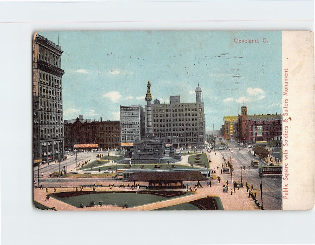 Postcard Public Square Soldiers & Sailors Monument Cleveland Ohio USA