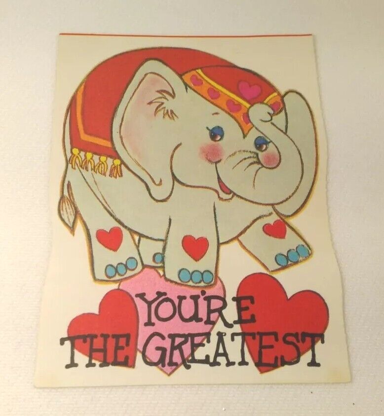 Valentine Card Girl Arabian Elephant You\'re The Greatest 1940s Greeting 