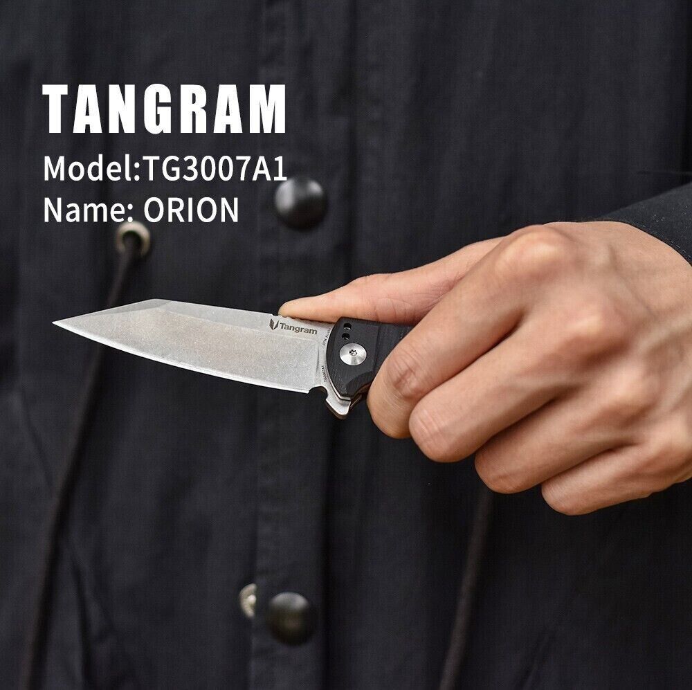 Tangram Folding EDC Knife G10 Handle ACUTO440 Steel Blade Pocket Knife TG3007A1