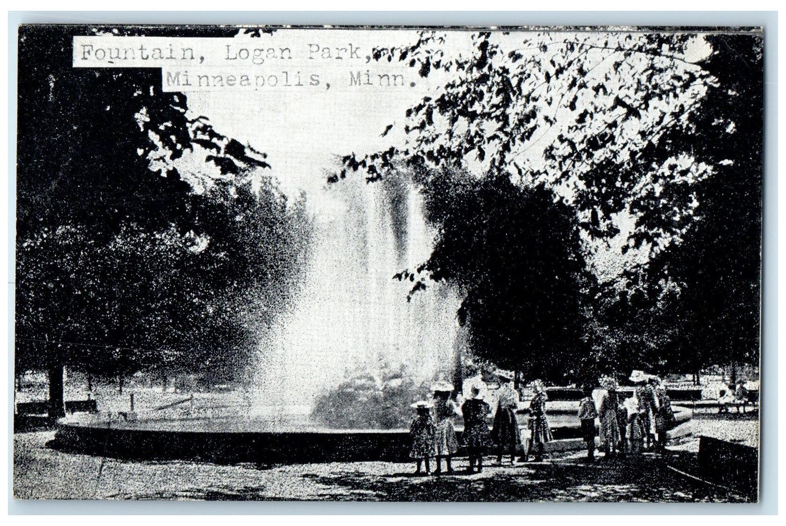 c1920's Fountain Logan Park Minneapolis Minnesota MN Unposted Vintage Postcard