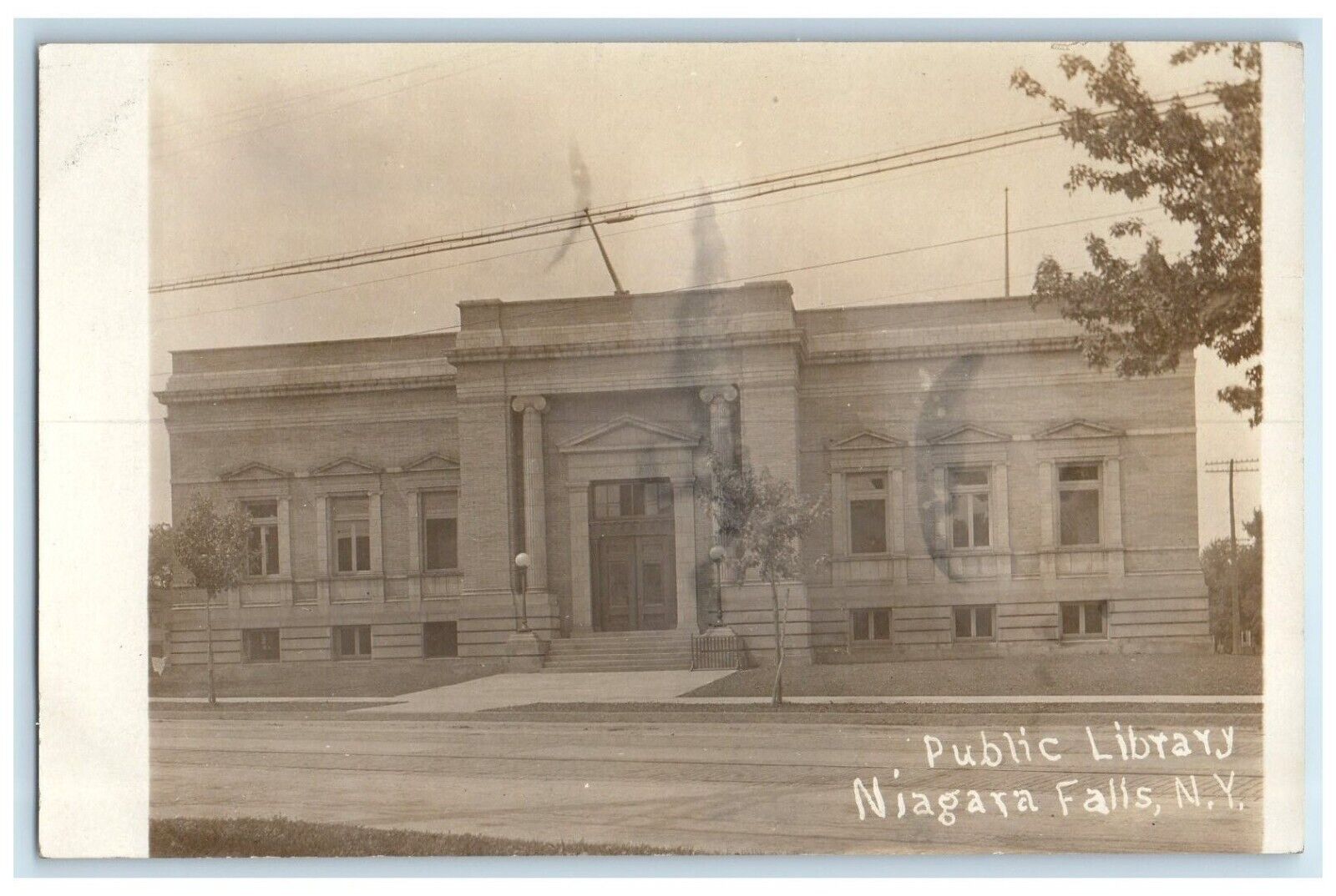 1908 Public Library Building Niagara Falls New York NY RPPC Photo Postcard