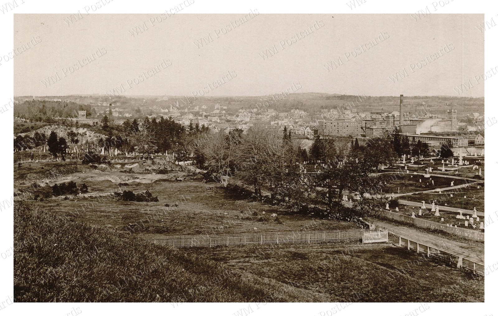 Lawrence Massachusetts 1893 Reservoir View Cemetery Mills Standard Postcard Lawrence Massachusetts 1893 Reservoir View Cemetery Mills Standard Postcard