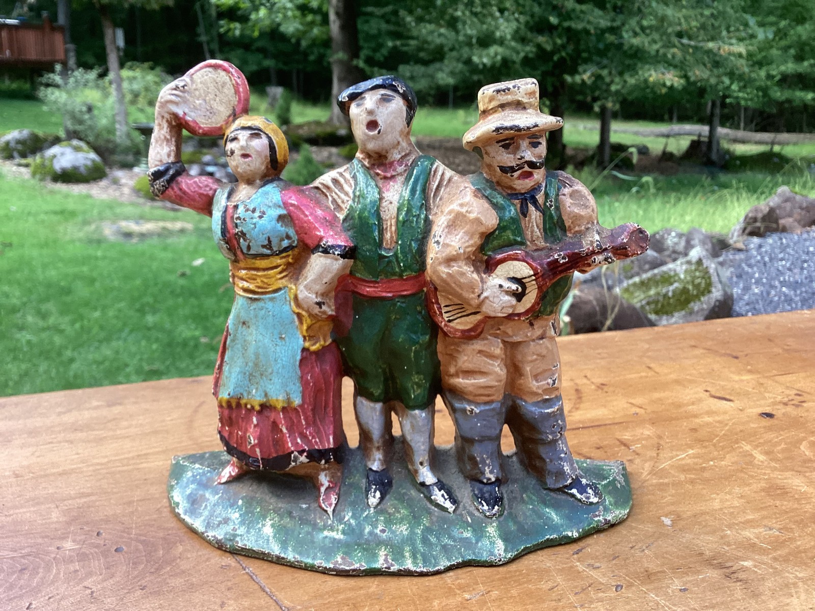 Vintage Cast Iron Door Stop ~ Folk Band
