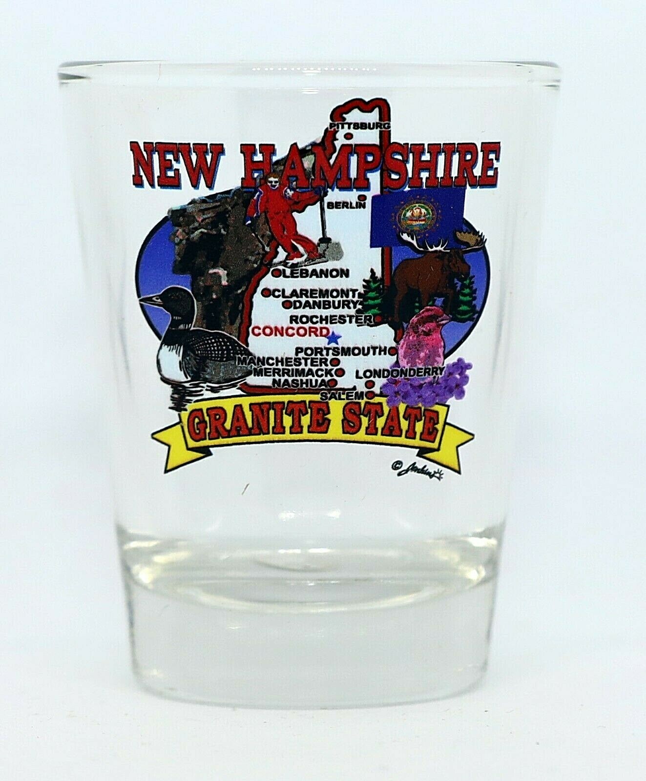 NEW HAMPSHIRE STATE ELEMENTS MAP SHOT GLASS SHOTGLASS