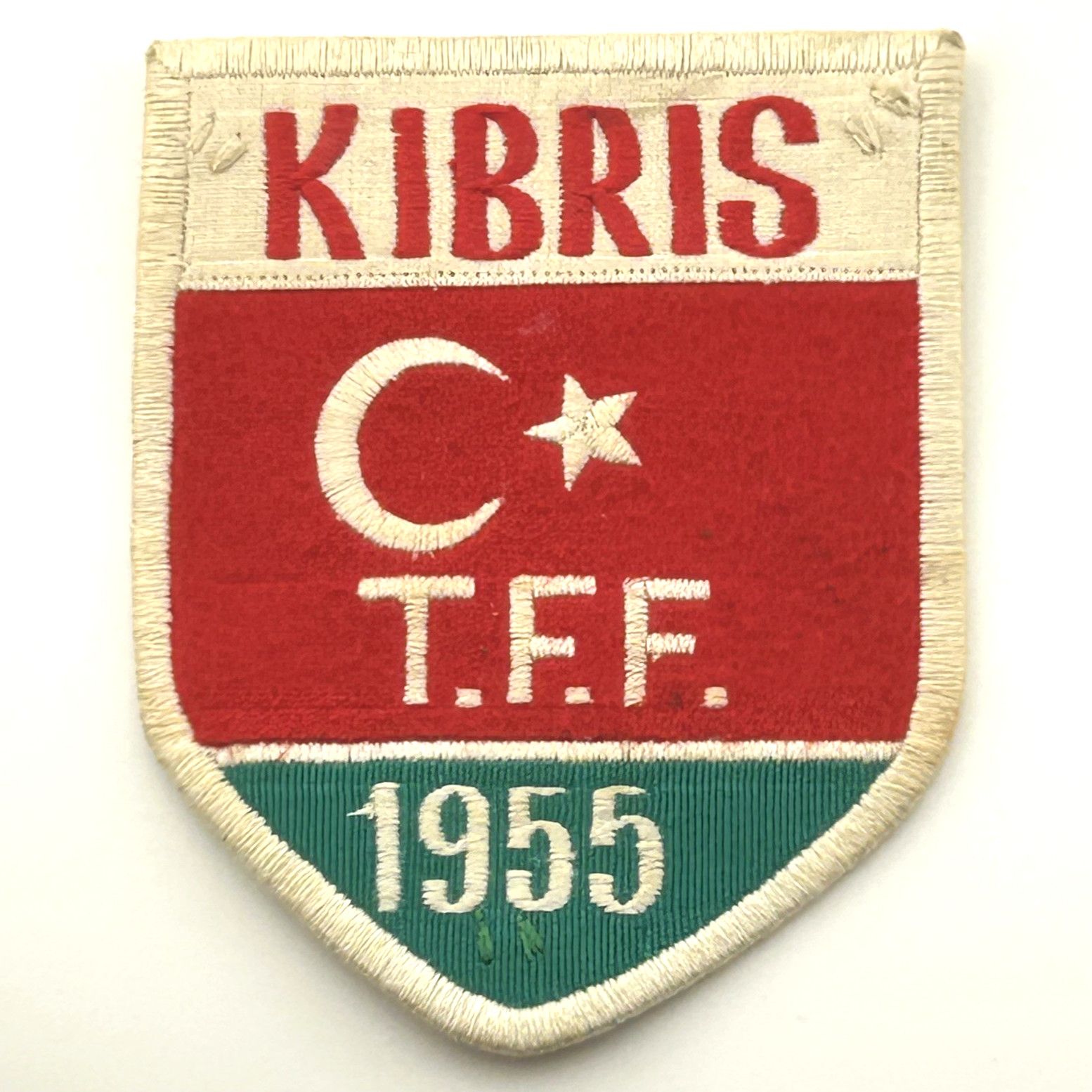 Vintage Cyprus Turkish Football Association Kibris KTFF Cloth Patch Badge 1955