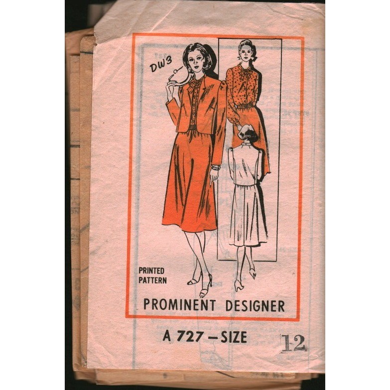 Vintage Prominent Designer Pattern A727 Reader Mail Dress and Jacket Size 12 Vintage Prominent Designer Pattern A727 Reader Mail Dress and Jacket Size 12