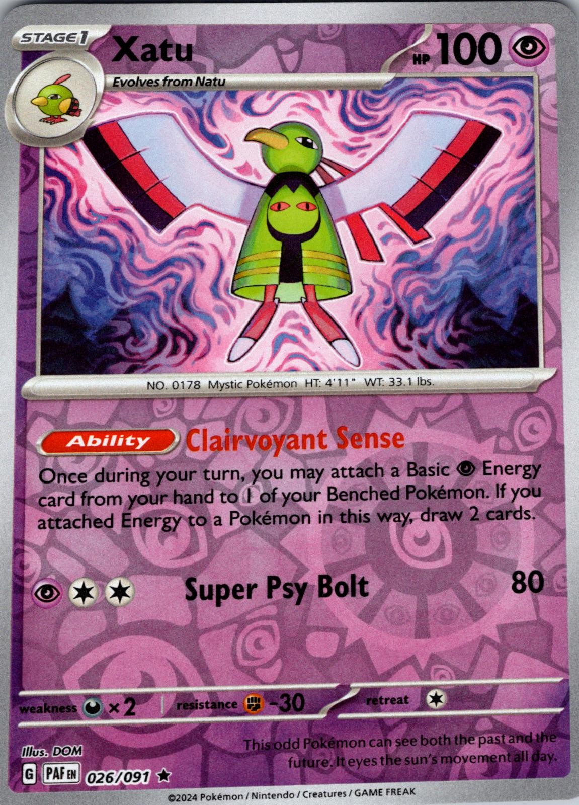 Xatu Reverse Holofoil PAF 026/091 R NM