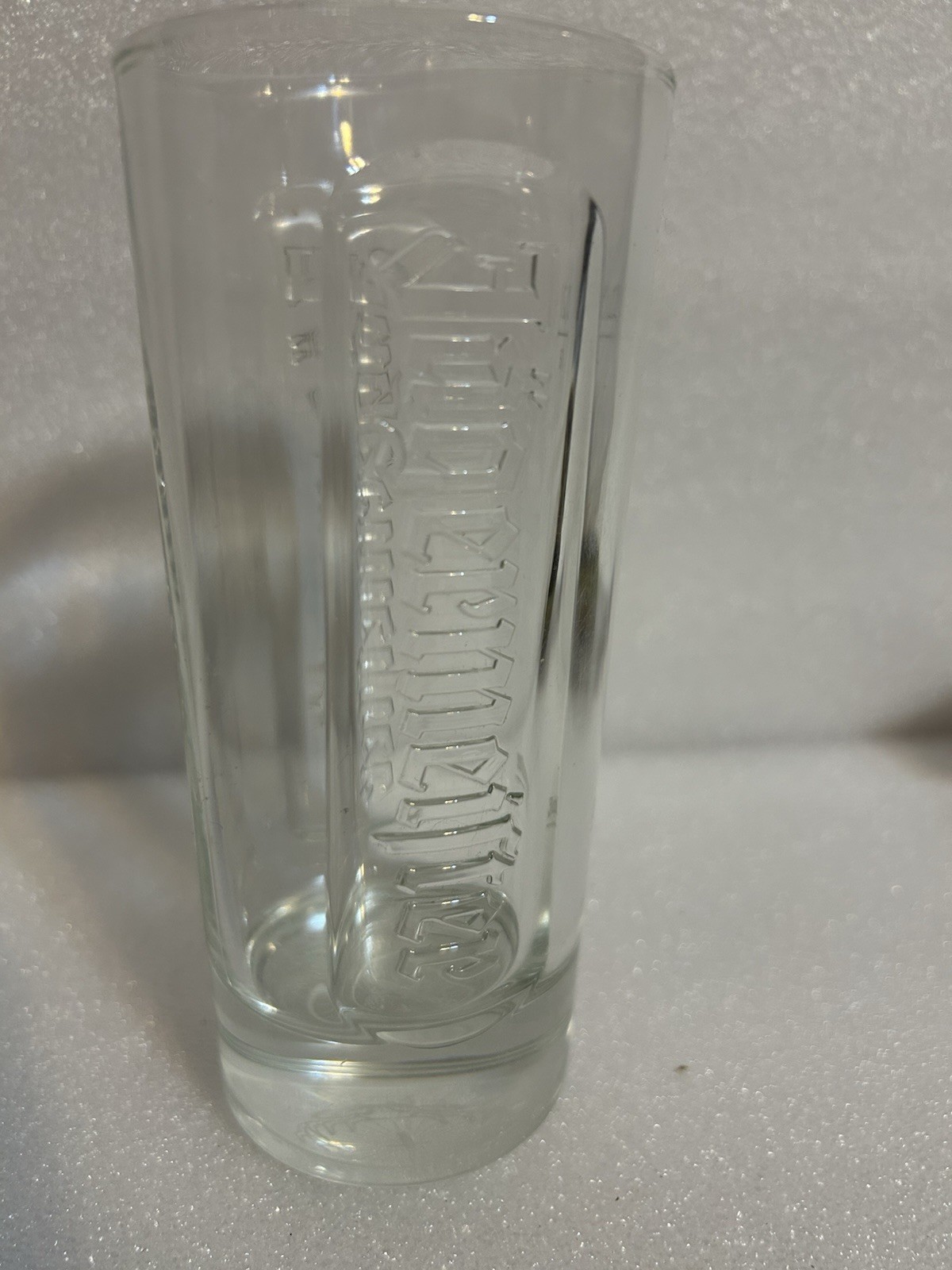 Collectors Item 6 Inch Heavy, Clear, Glass Jagermeister ￼Embossed