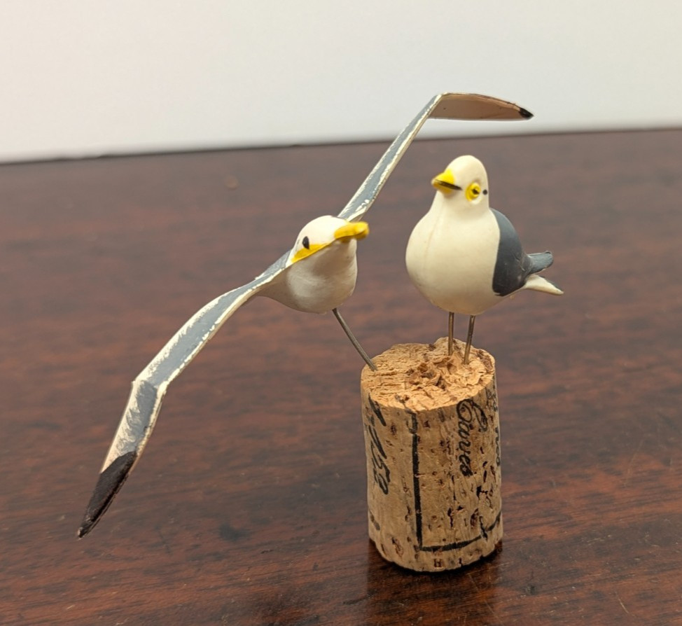 Vintage Miniature Seagull Bird Figurines Plastic Coastal Decor Mini Trinket 2pc Vintage Miniature Seagull Bird Figurines Plastic Coastal Decor Mini Trinket 2pc