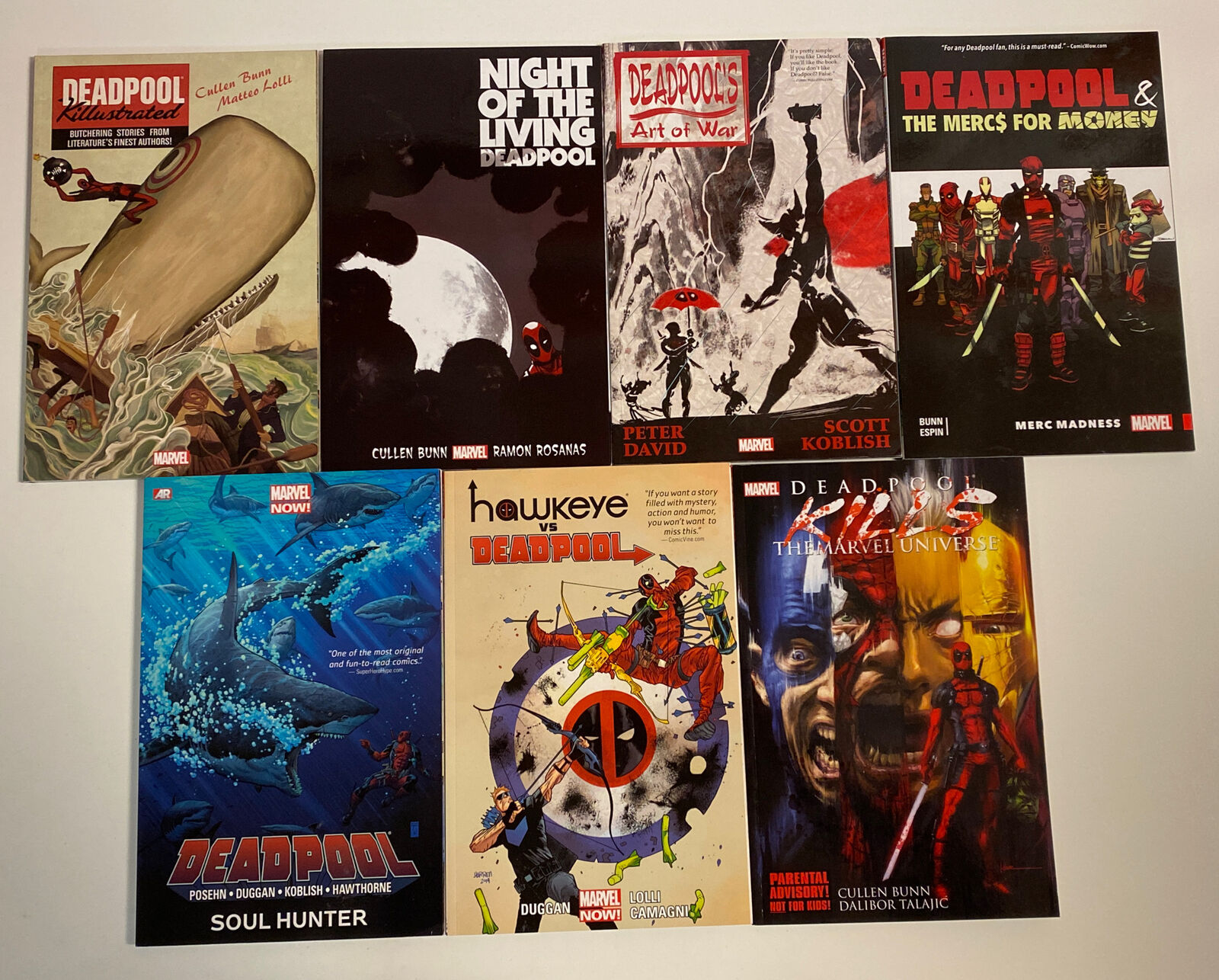 Deadpool 7 book TPB lot-Killustrated,Soul Hunter,Kills,Merc$,War, Marvel Comics