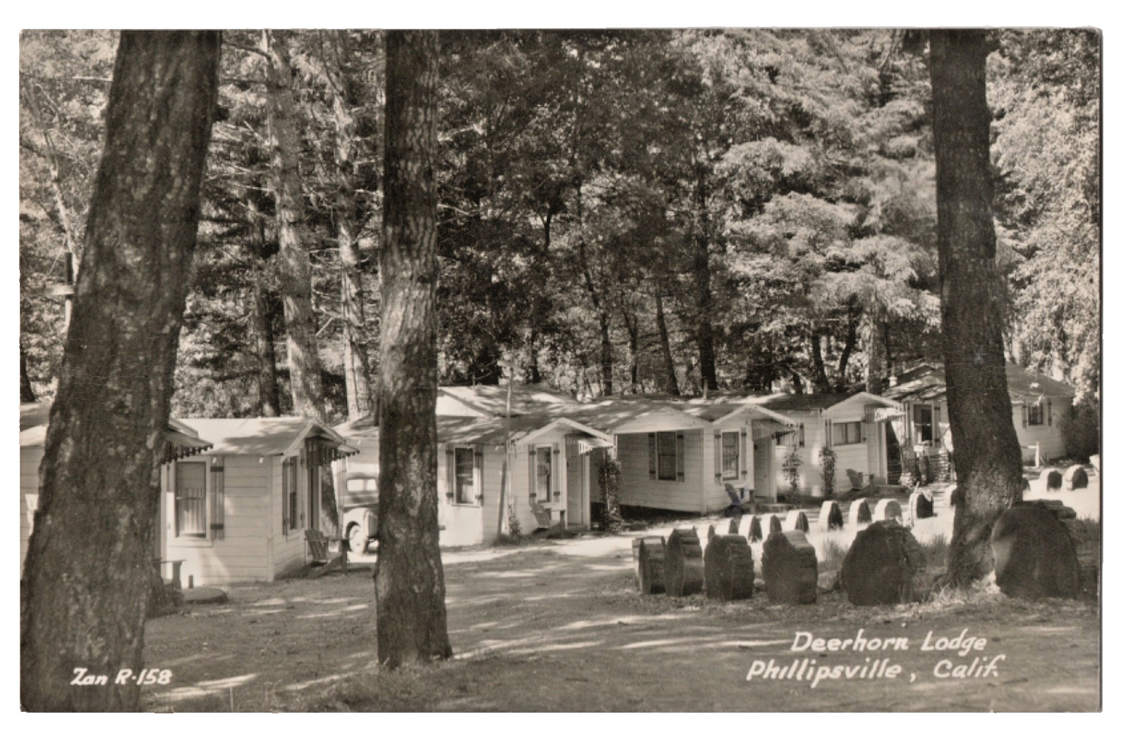ZAN~REAL PHOTO POSTCARD~DEERHORN LODGE~PHILLIPSVILLE,CA~Humboldt County~REDWOODS