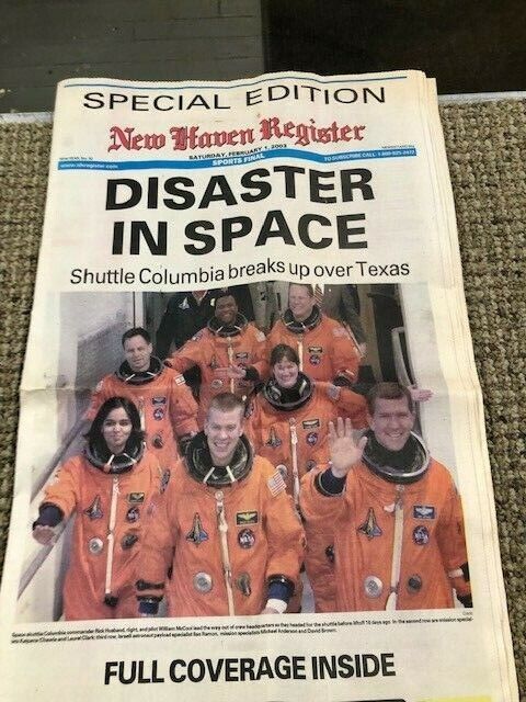 2003 NEW HAVEN REGISTER  Newspaper-FEB 1, -DISASTER IN SPACE - -COMPLETE