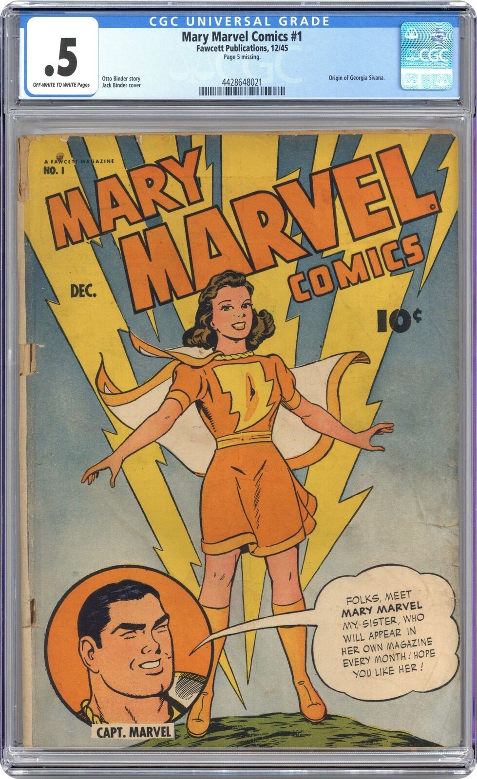 Mary Marvel Comics #1 CGC 0.5 1945 4428648021