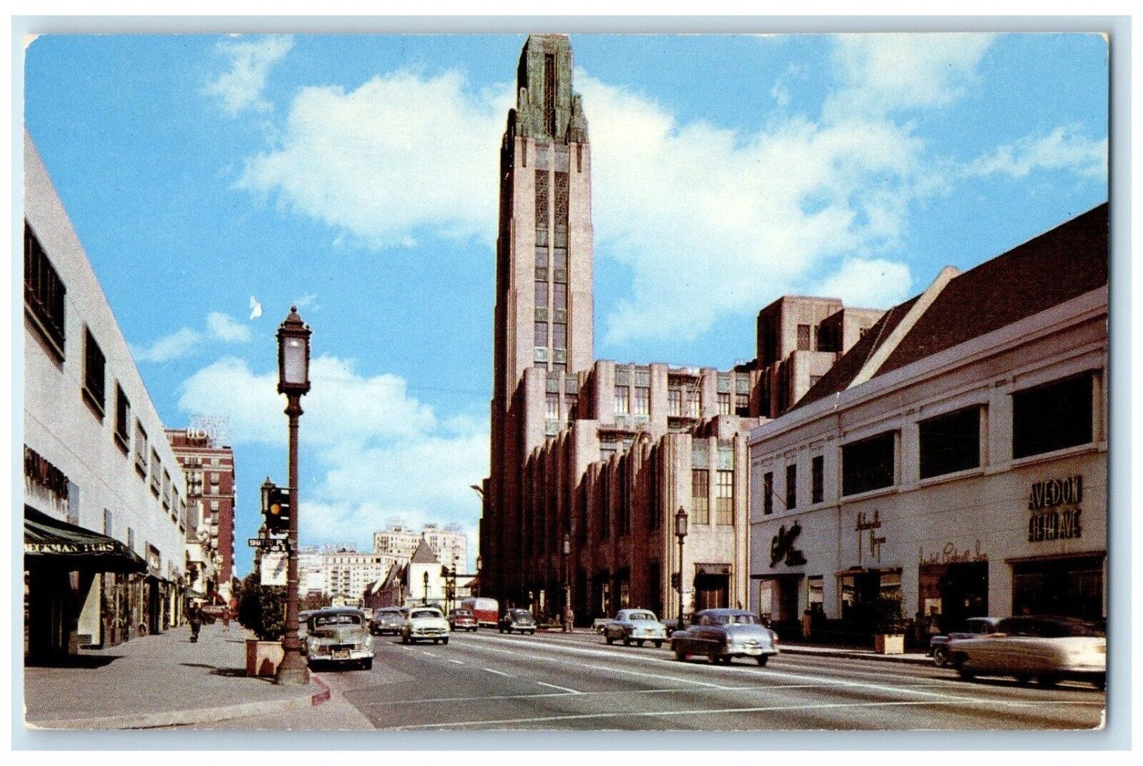 c1960 Wilshire Boulevard Bullocks Wilshire Ave. Los Angeles California Postcard