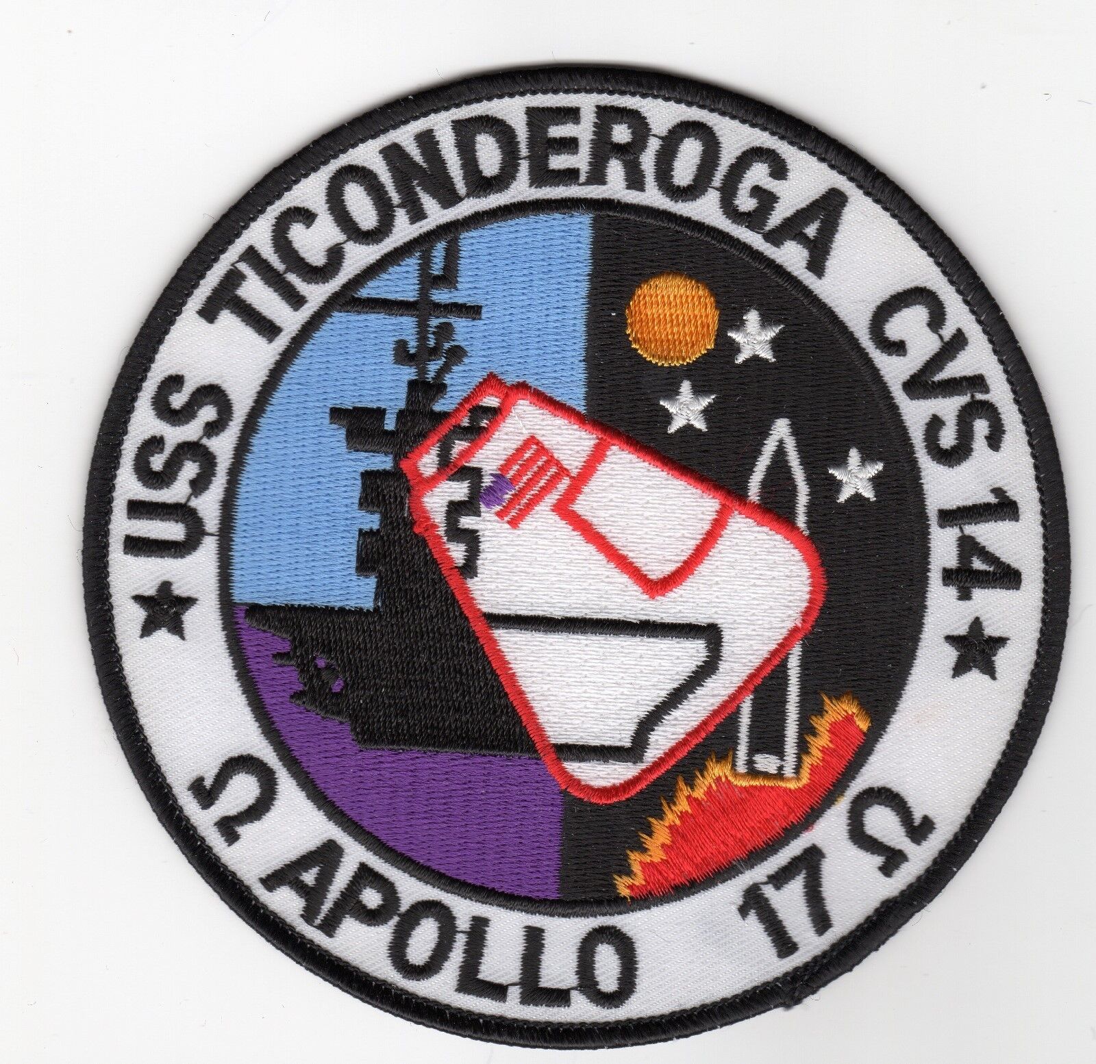 USS Ticonderoga CVS 14 - Apollo 17 - Navy Ship - BC Patch - c5354