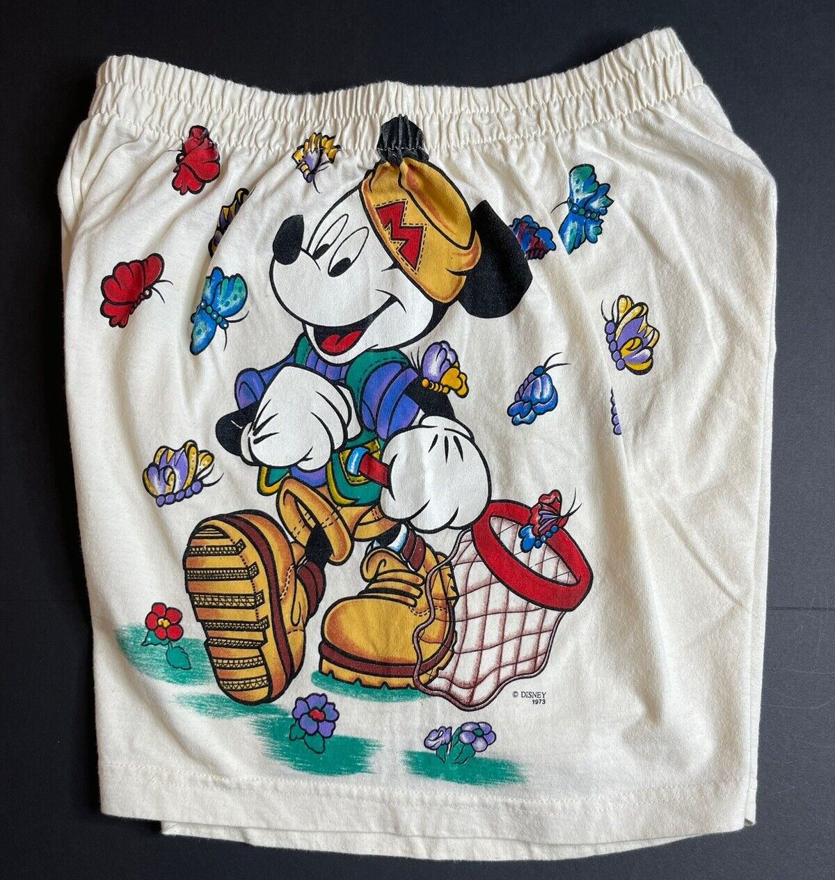 VTG 90s Disney Jerry Leigh Mickey Mouse Cotton White Lounge Shorts Elastic Sz L