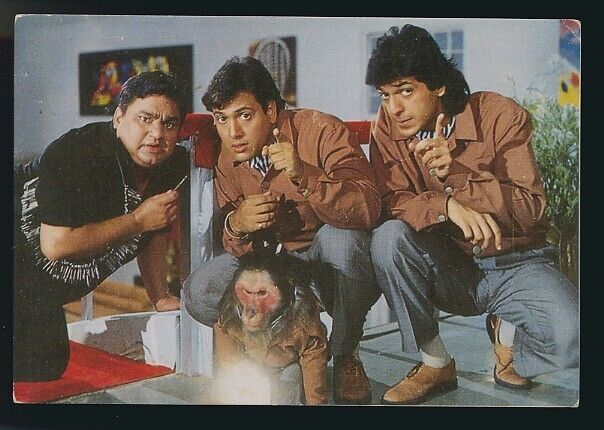 Bollywood actors Govinda, Chunky Pandey. Rare postcard.