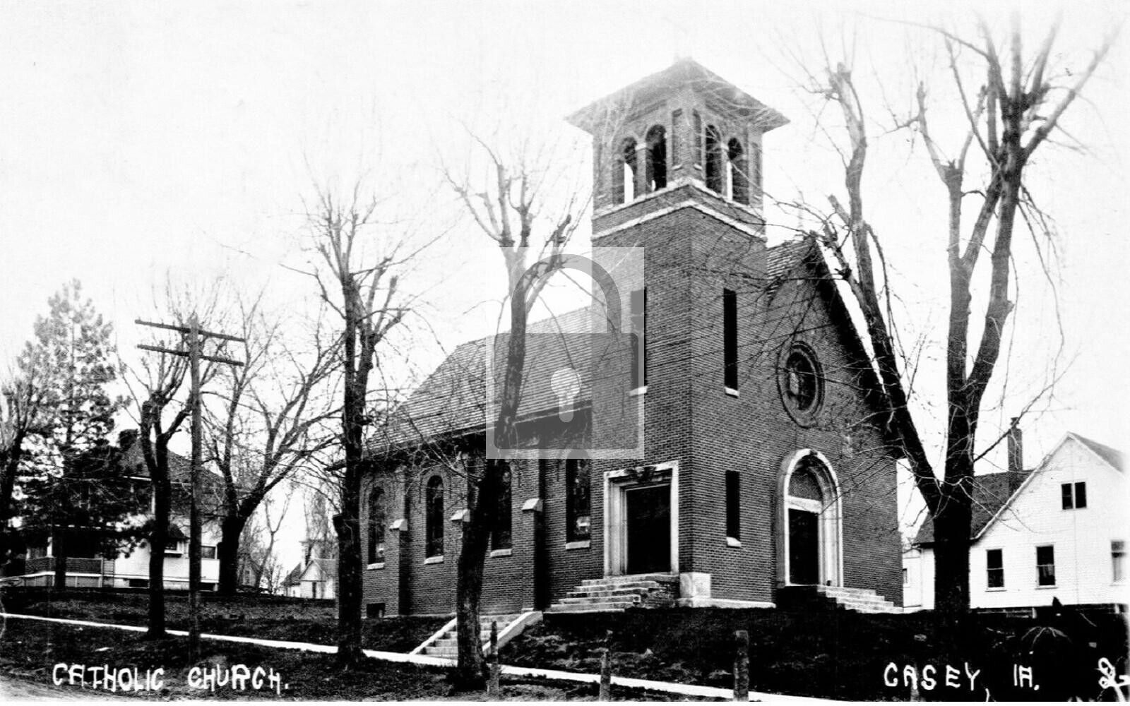 Catholic Church Building Casey Iowa IA Reprint Postcard