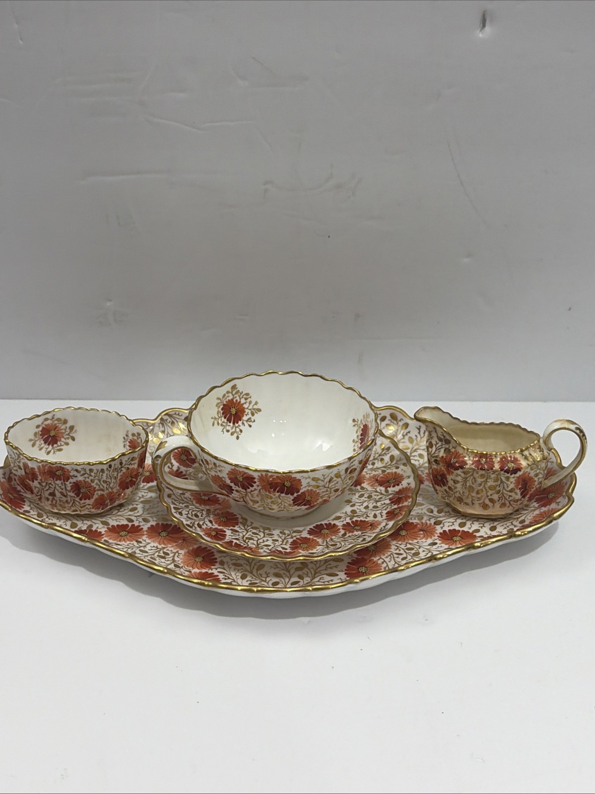 Antique 1875-1890 Spode Copeland Individual Tea Set Cup Creamer Sugar bowl Tray Antique 1875-1890 Spode Copeland Individual Tea Set Cup Creamer Sugar bowl Tray