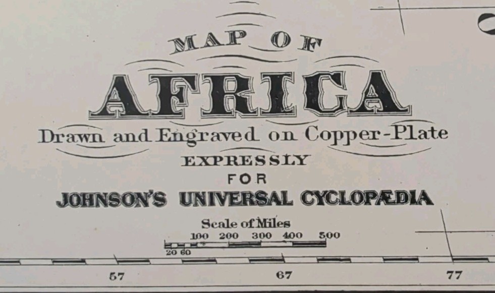 Antique 1885 AFRICA Map  ~ Authentic Old Original AJ JOHNSON COPPER PLATE