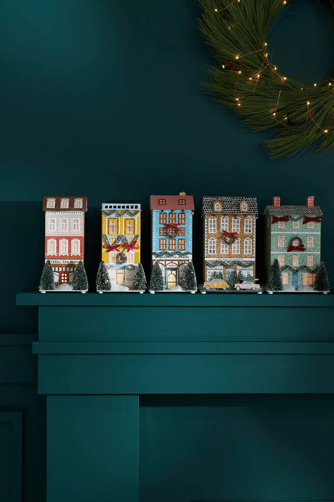 Anthropologie George & Viv Light-Up Holiday Village FULL SET OF 5 NEW