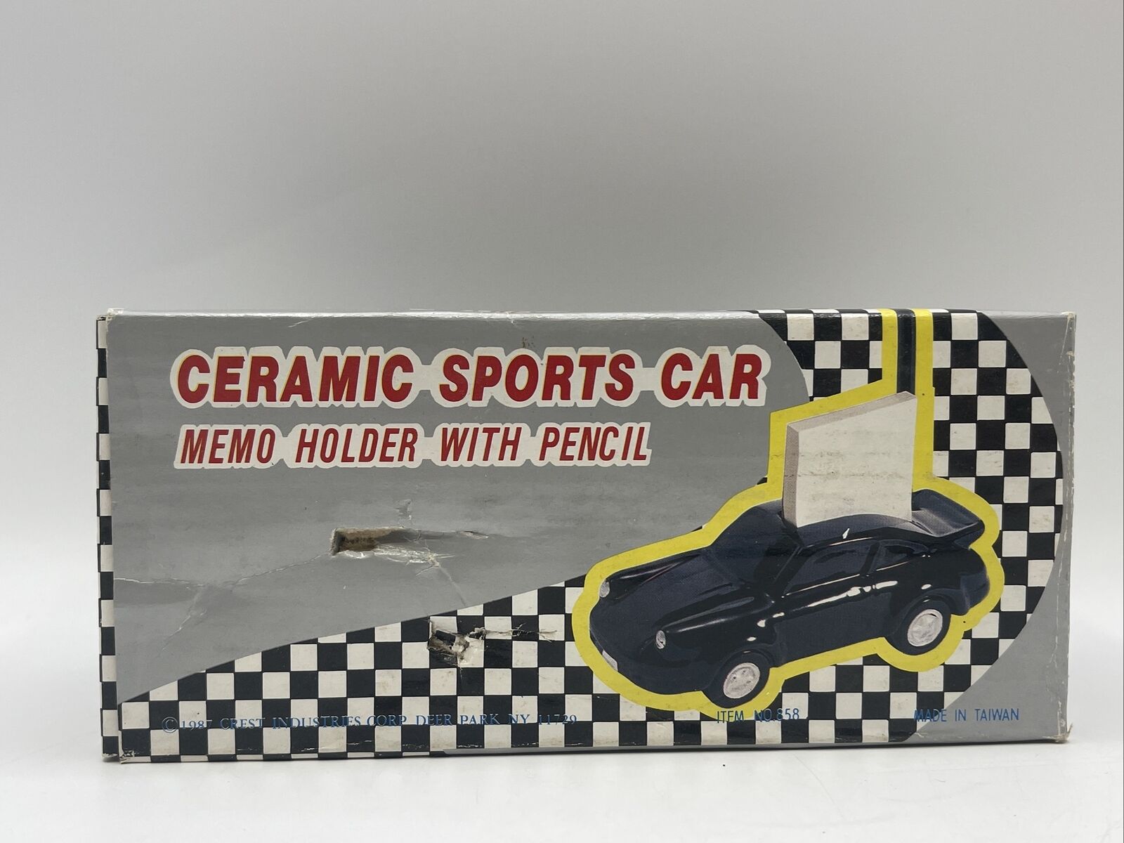 Vintage 1987 Ceramic Sports Car Memo Holder - Crest Industries - Porsche black