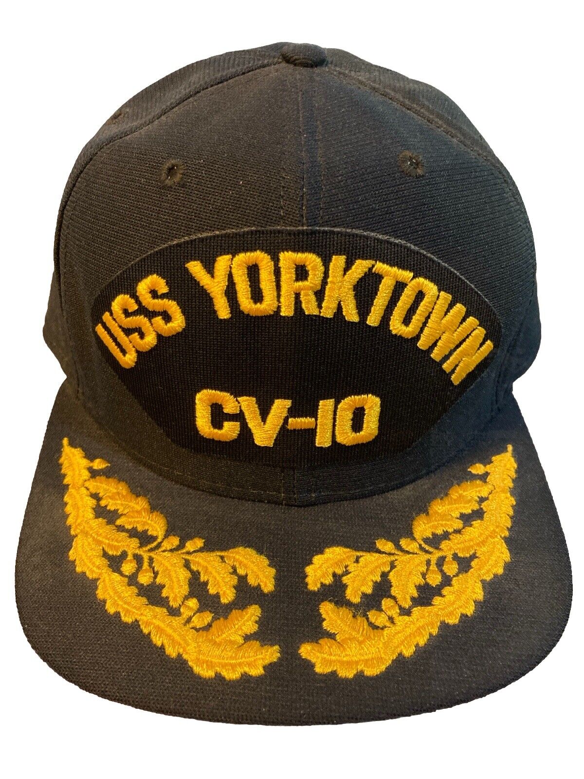 New Era Vtg USS YorkTown CV-10 Black  Cap SnapBack Trucker Cap Hat Made in USA