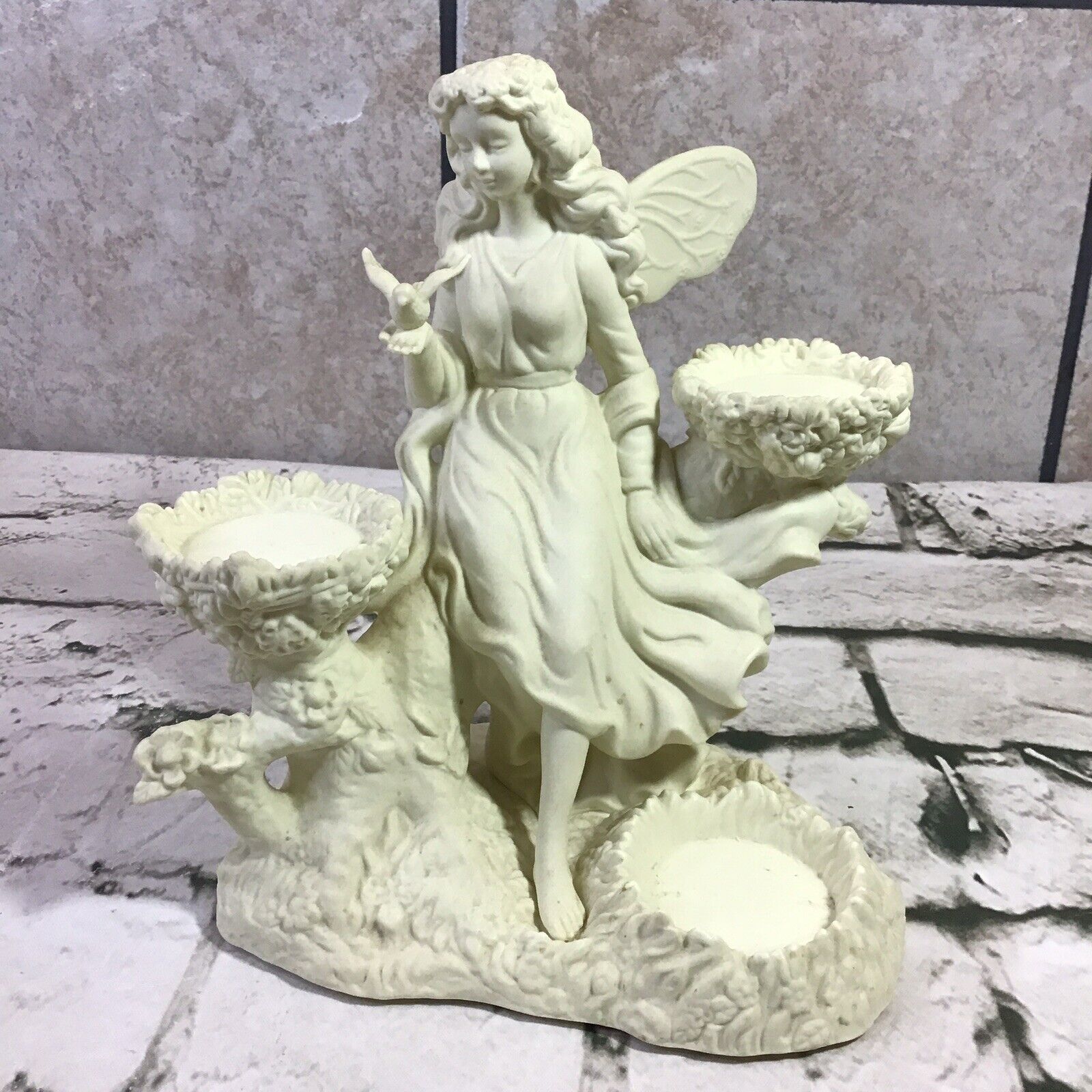 PartyLite Ariana\'s Garden Fairy Statue 3 Tea Light Candle Holder #P7298