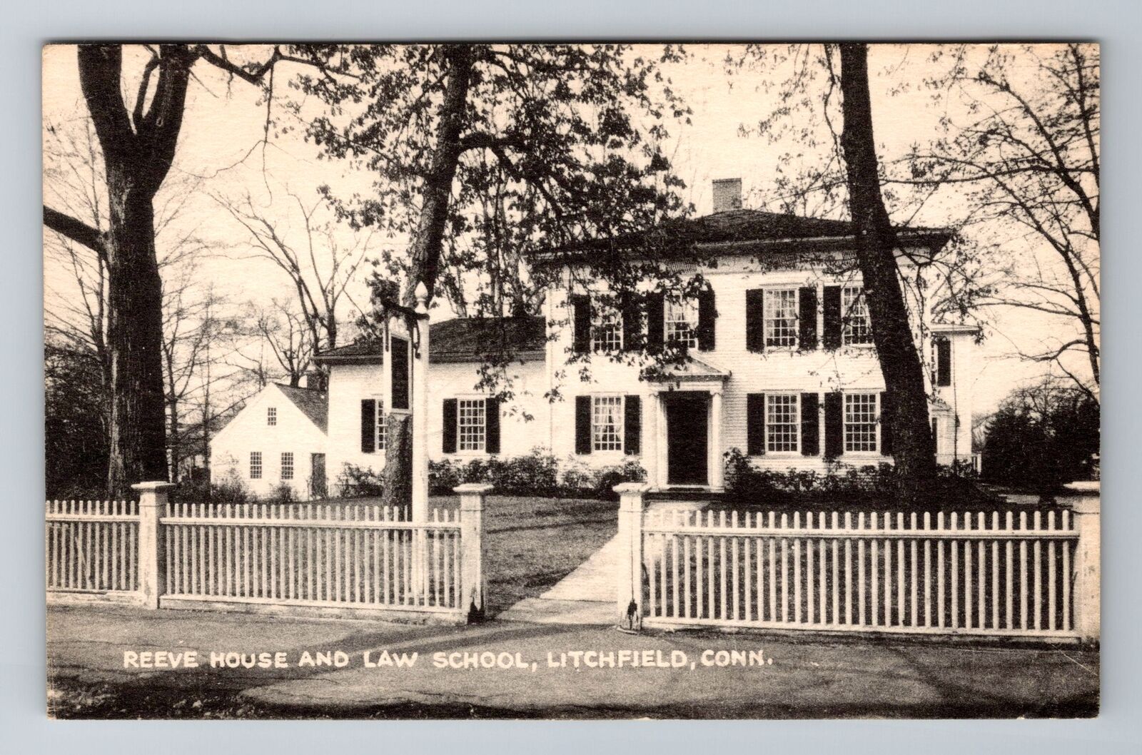 Litchfield CT-Connecticut, Reeve House, Law School, Antique Vintage Postcard