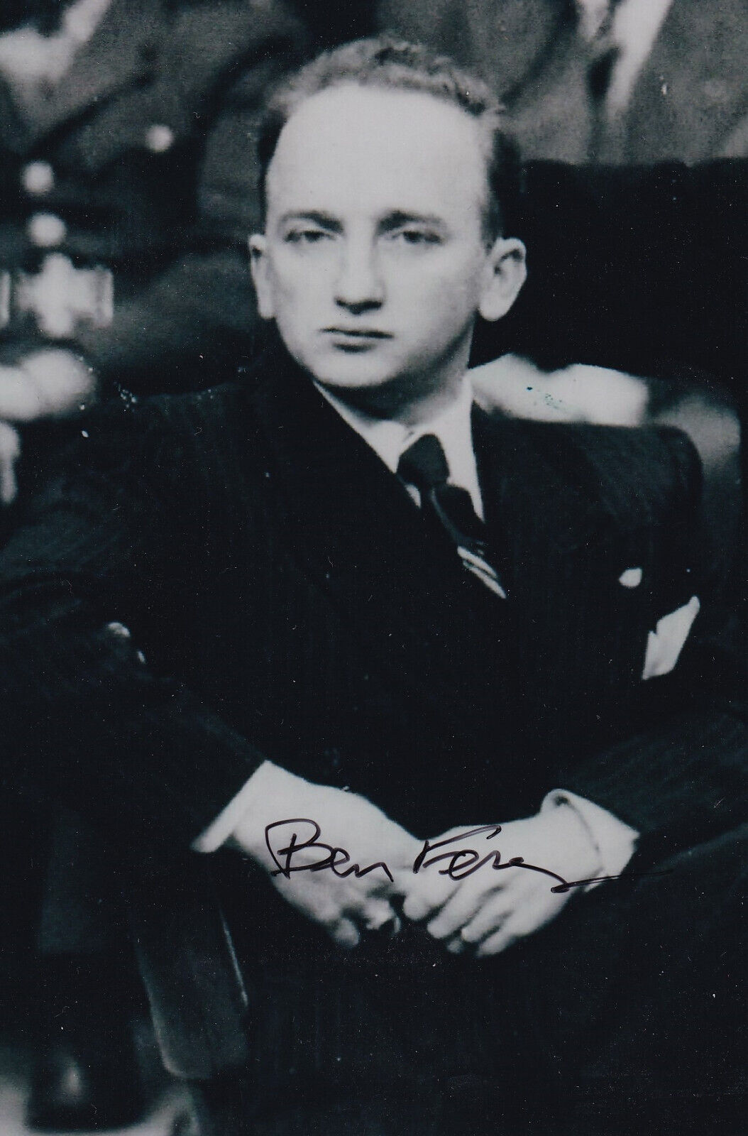 Sgt. Ben Ferencz Signed Autographed 4x6 Photo WWII Vet Nuremberg Prosecutor