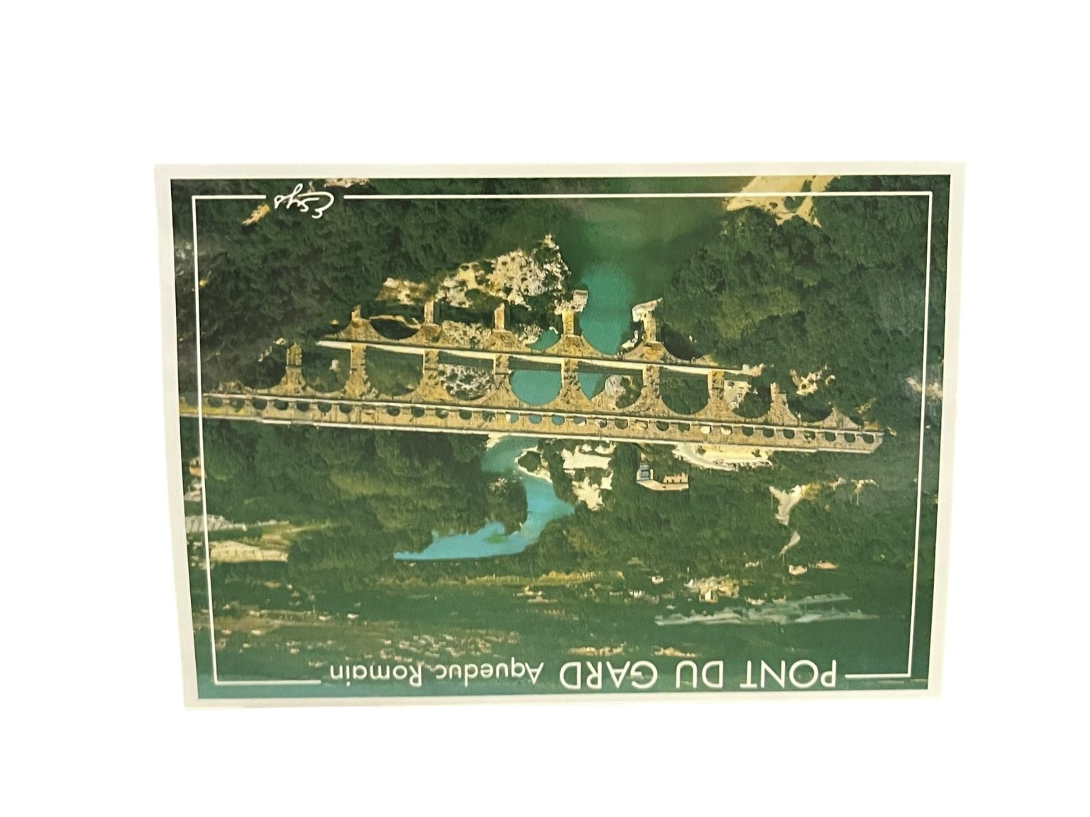 Vintage Pont du Gard Roman Aqueduct Postcard Scenic Aerial View Vintage Pont du Gard Roman Aqueduct Postcard Scenic Aerial View