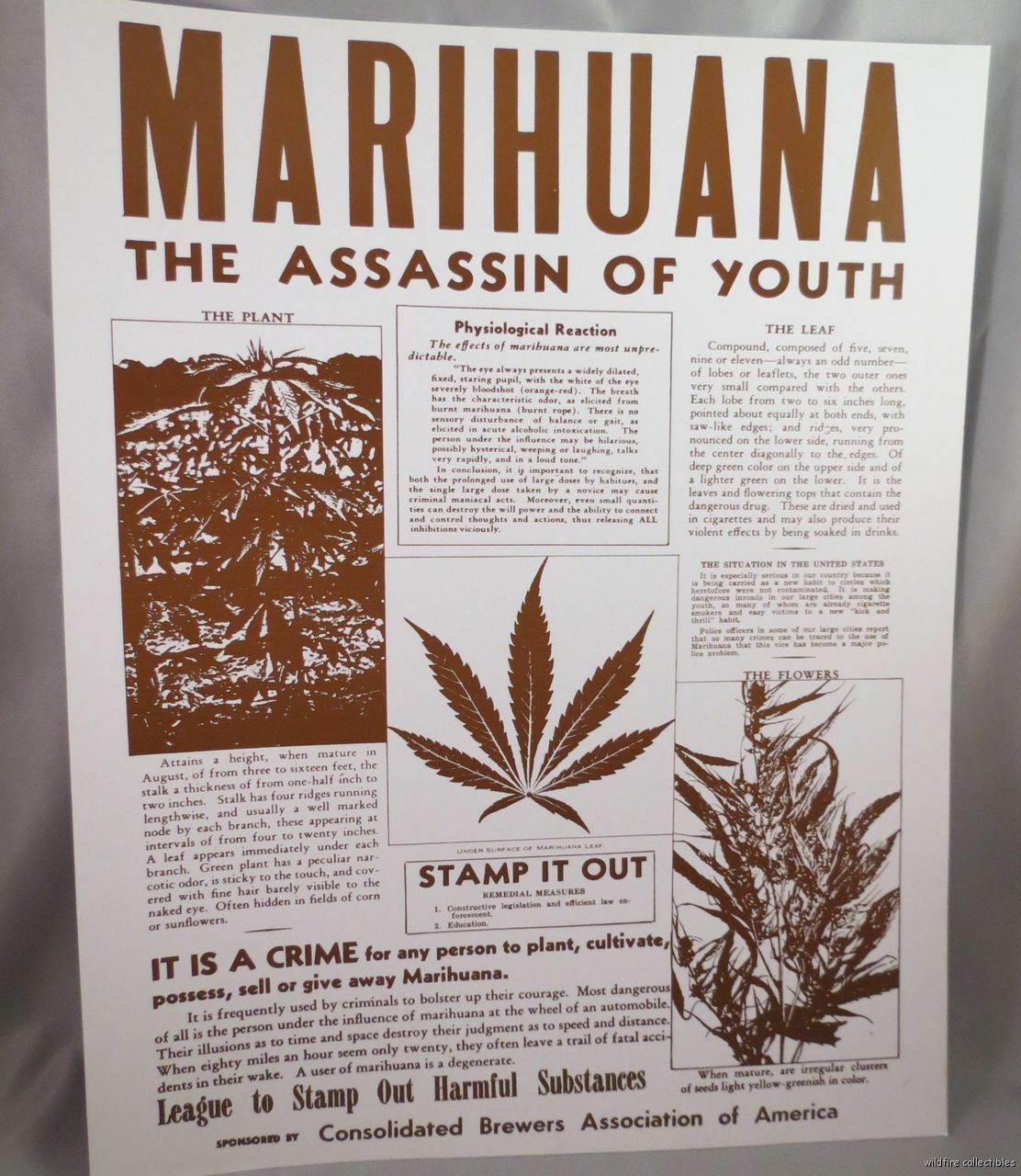 VINTAGE 60S MARIHUANA MARIJUANA POT ANTI DRUG PRINT AD weed 420 poster medical 