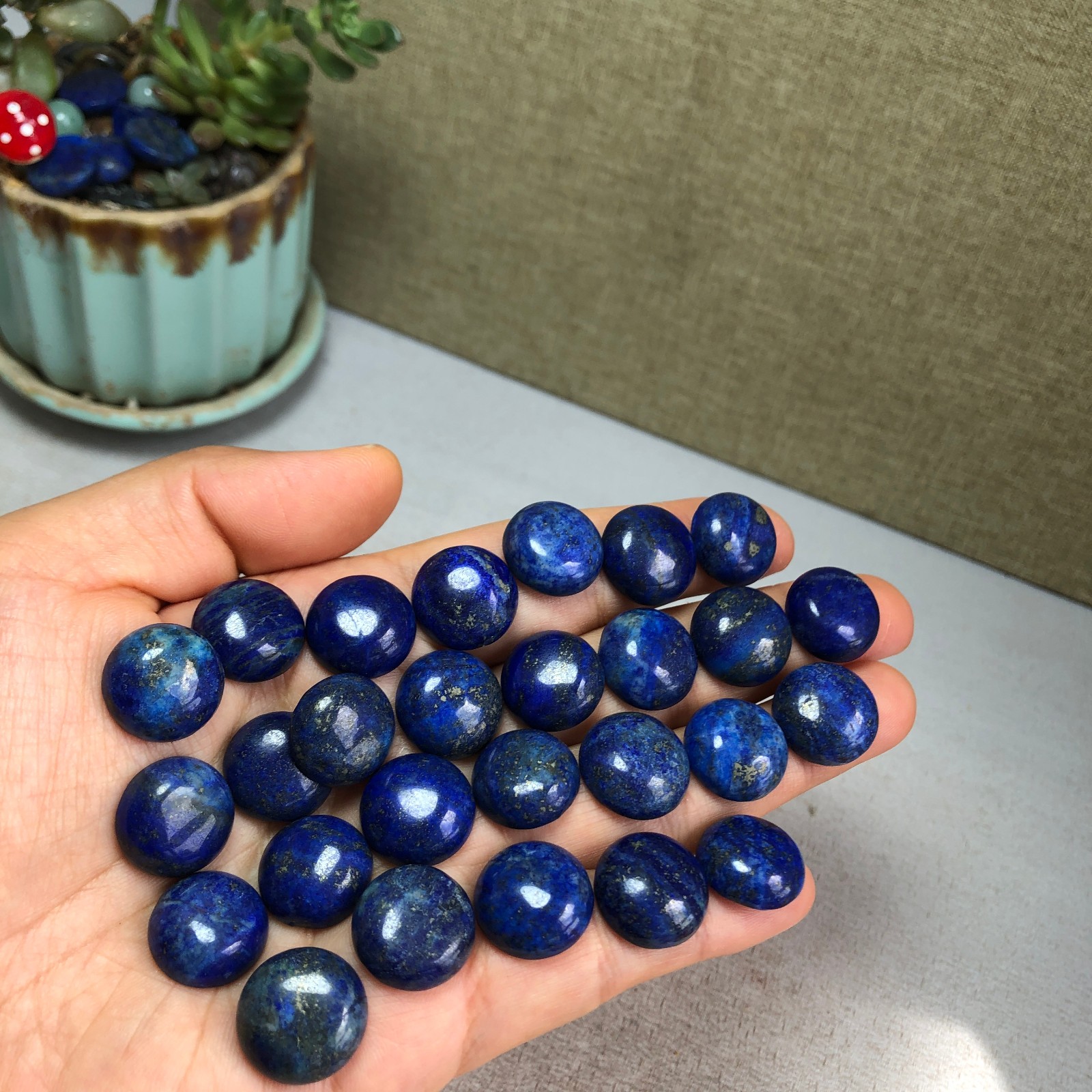 27pcs Natural Lapis lazuli semi-precious Ring face Crystal specimens 75g A5771
