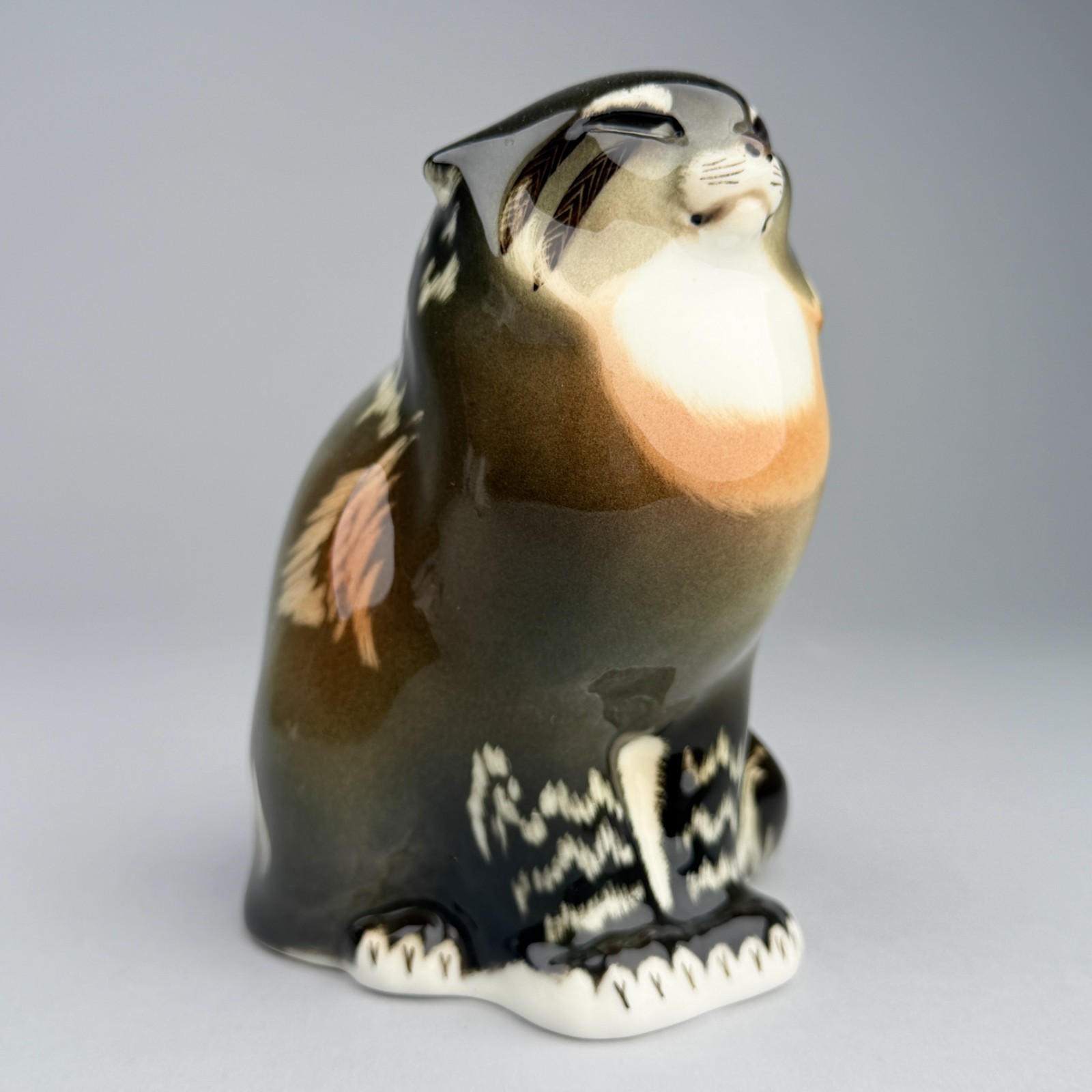 Lomonosov LFZ USSR Porcelain Pallas's Cat / Wild Cat Manul Figurine B. Vorobyov