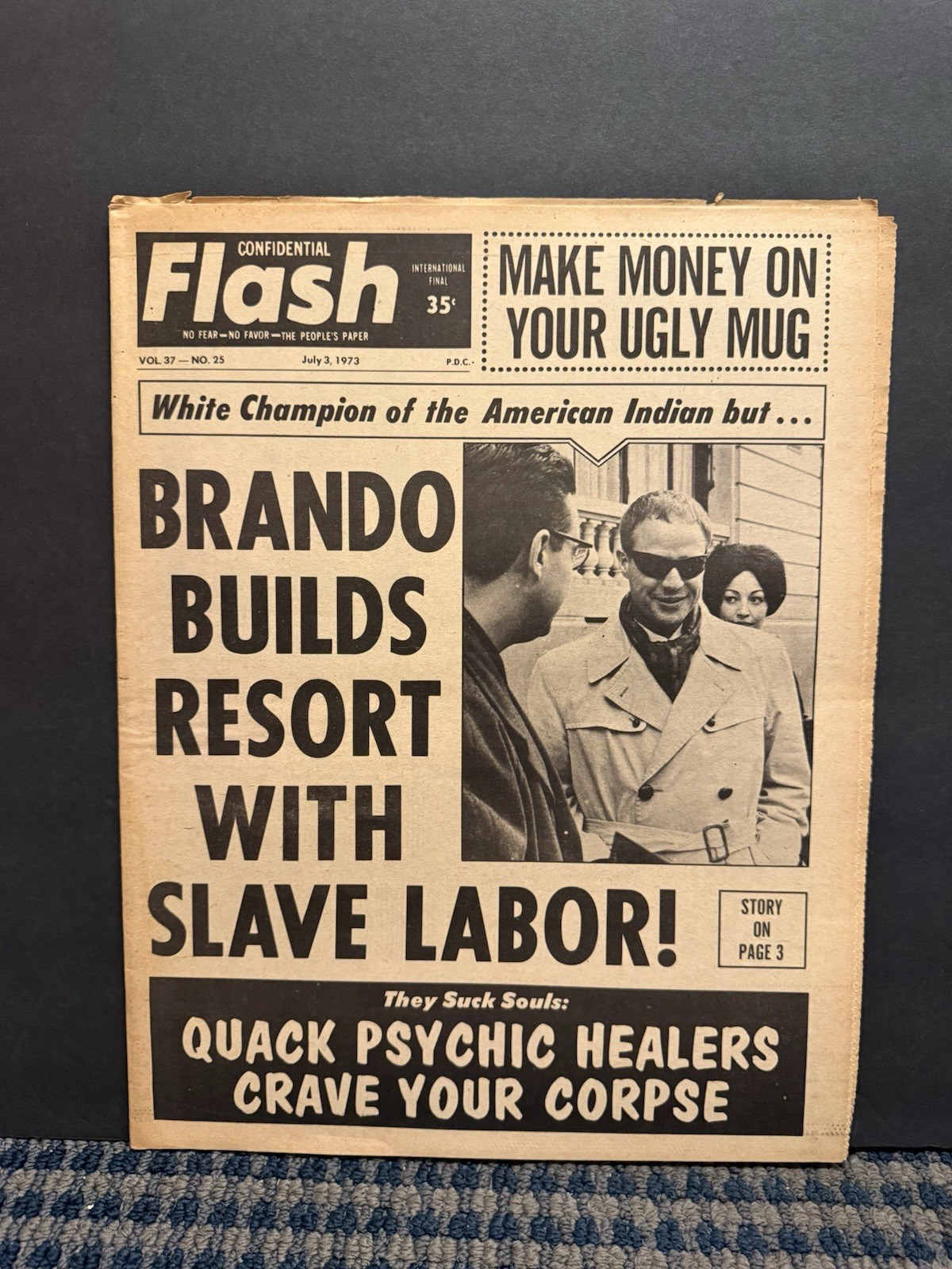 1973 July 3rd Confidential Flash Newspaper, Marlon Brando, Slave Labor (VRN10B 1973 July 3rd Confidential Flash Newspaper, Marlon Brando, Slave Labor (VRN10B