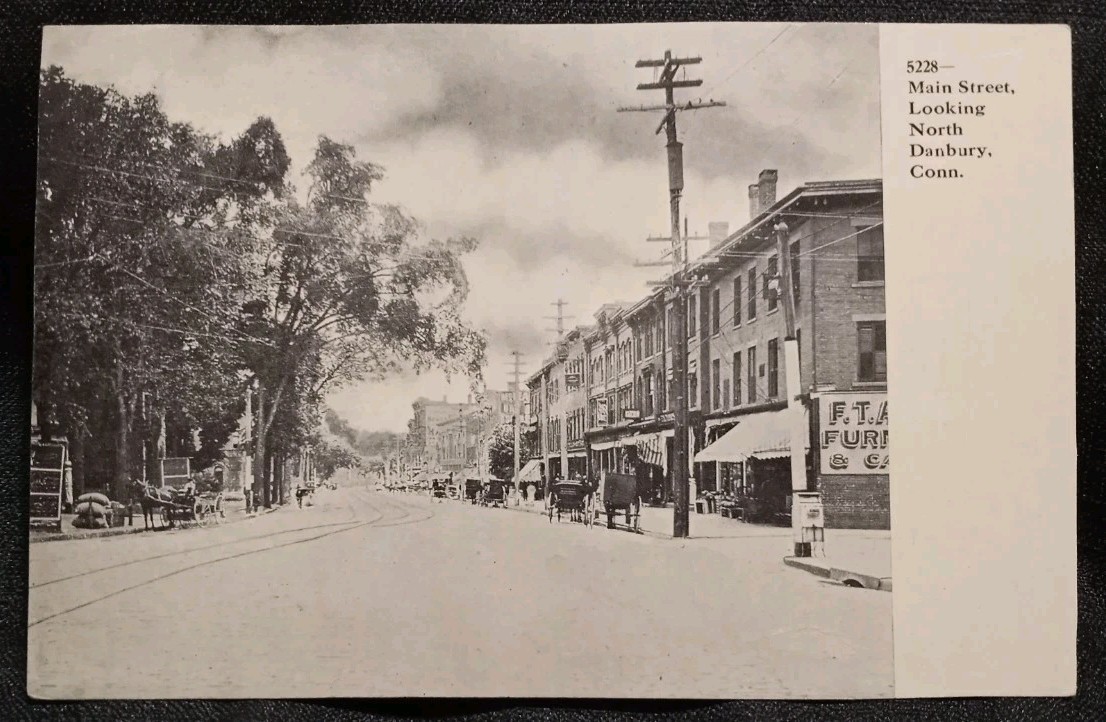 Vintage 1900s Main Street Looking North Danbury, Connecticut Postcard Horses Vintage 1900s Main Street Looking North Danbury, Connecticut Postcard Horses