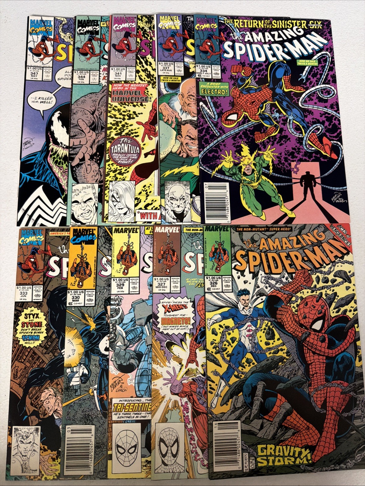 Amazing Spider-man #326 327 329 330 333 334 337 341 344 347 Marvel Lot Run FN Q7