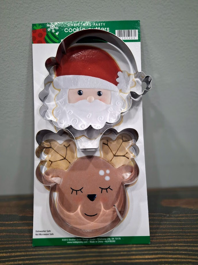 Santa Reindeer Cookie Cutters Set of 2 Metal 5 x 5 inch Each Santa Reindeer Cookie Cutters Set of 2 Metal 5 x 5 inch Each