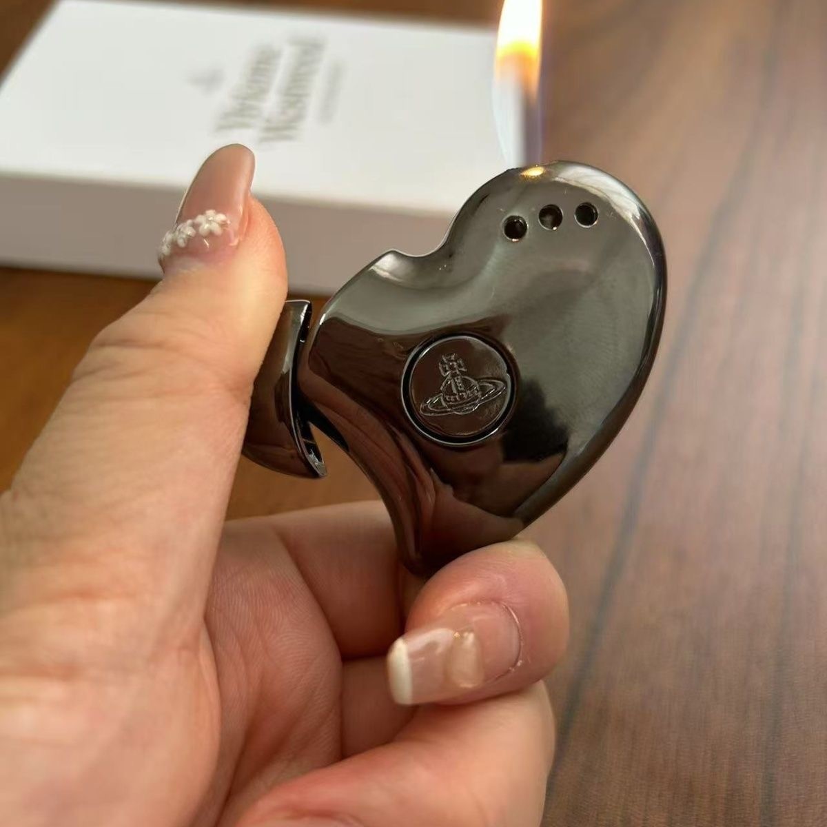 US Seller* Vivienne Westwood Lighter Pocket Portable Orb Ashtray Silver With Box