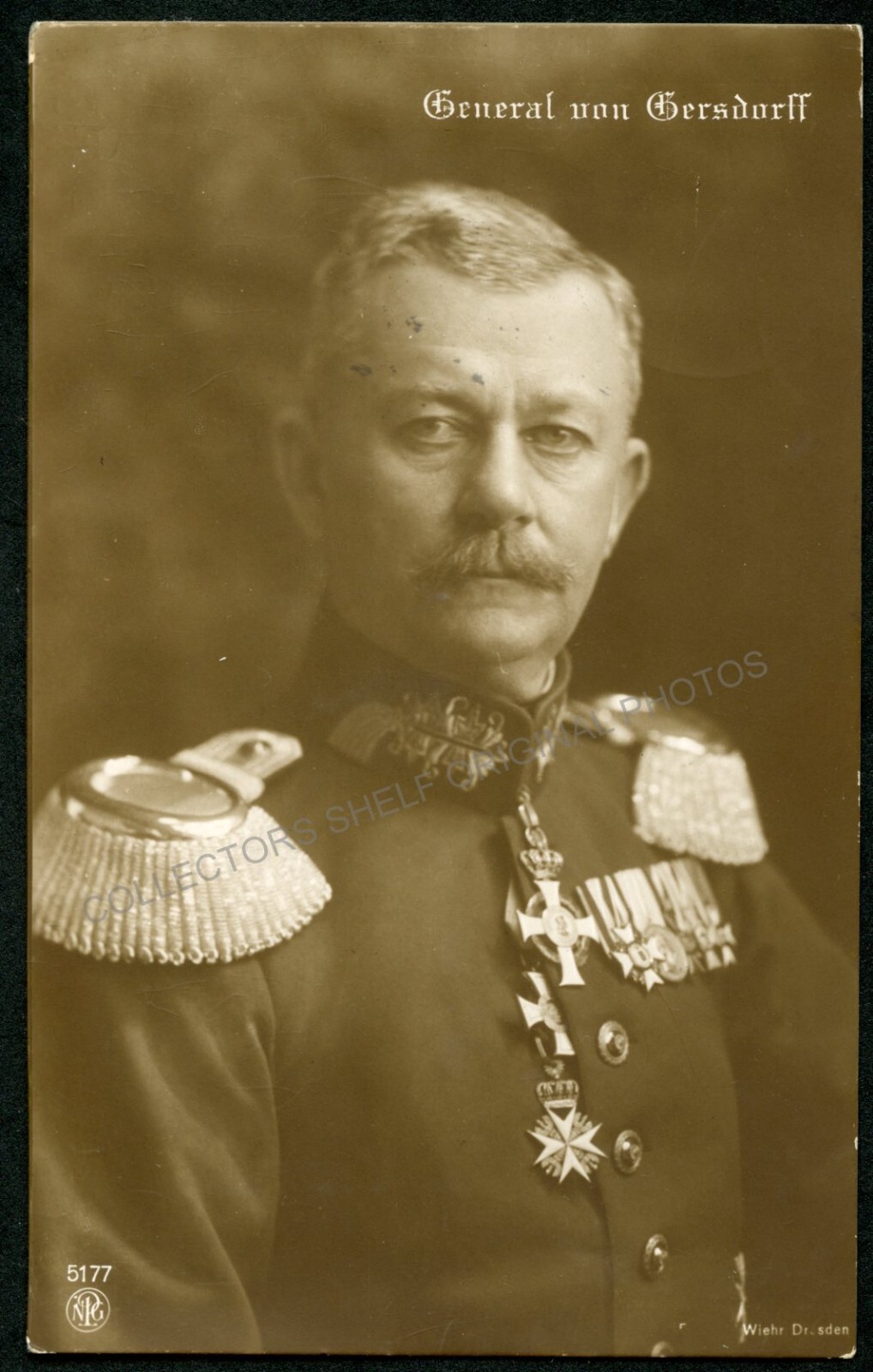 GEORG VON GERSDORFF  GERMAN GENERAL HAND-SIGNED AUTOGRAPH WWI 1916 PHOTO