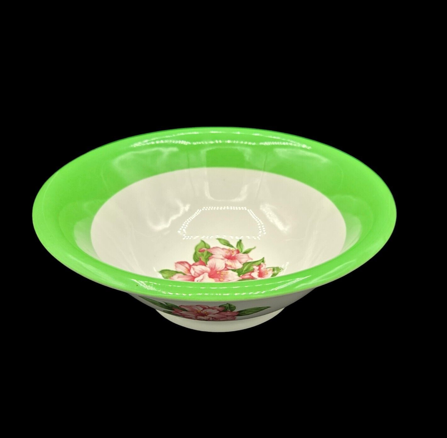 VTG Mayer Greenbrier Large Bowl 10.5in Restuarant Ware Green White Flowers NEW