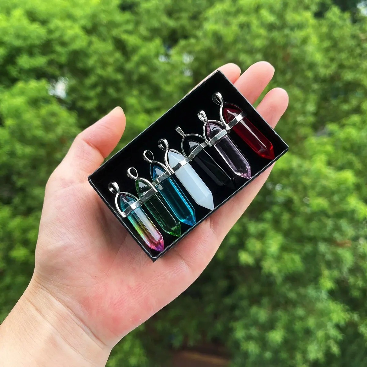 7pcs Hexagonal Chakra Crystal Set Bullet Shape Healing Beads for Jewelry - NEW
