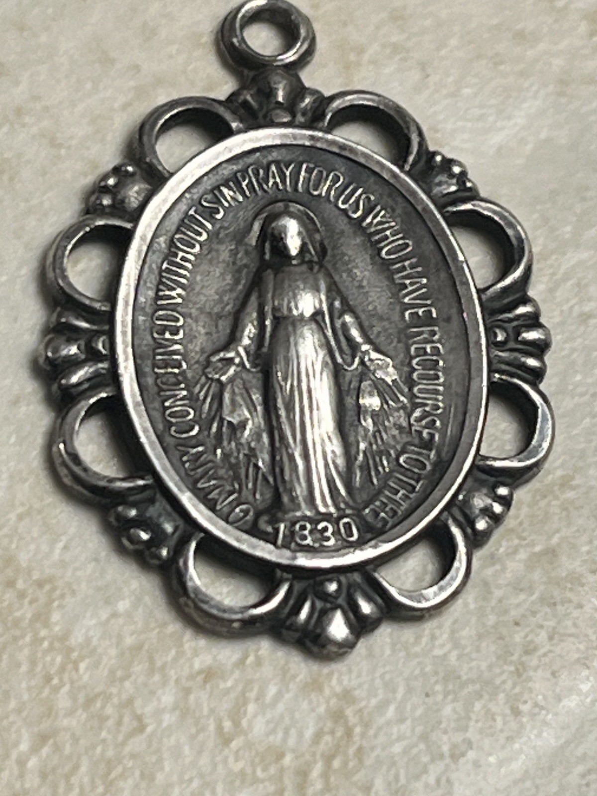 Vintage Sterling Silver Miraculous Medal Virgin Mary Catholic