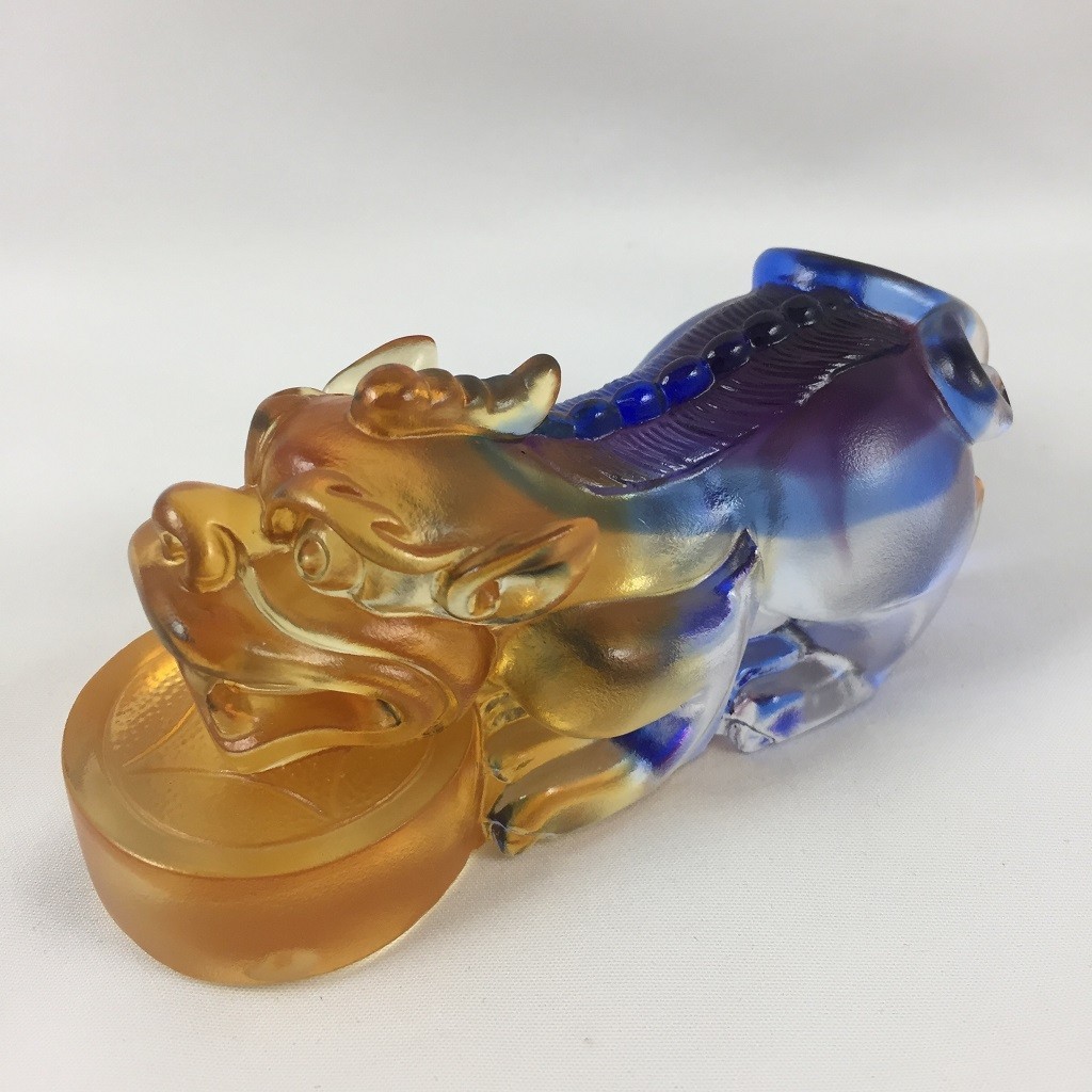 Liuli Crystal Glass Pixiu Statue bite Coin Ornament – Feng Shui Home Decor Liuli Crystal Glass Pixiu Statue bite Coin Ornament – Feng Shui Home Decor