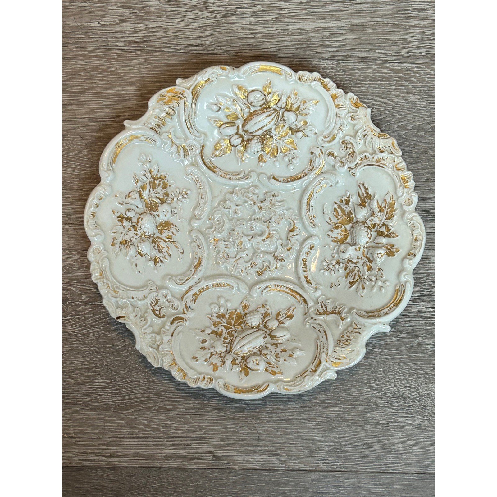 Meissen Leuteritz Rococo Relief Gold Fruit Cabinet Plate 9\
